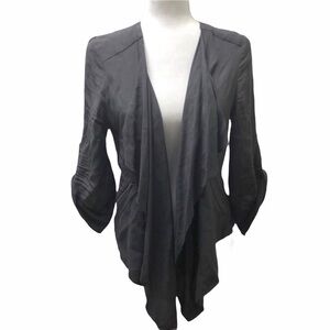 Elevenses Anthropologie Eudora Gray Draped Blazer Coat Size Medium Open Front